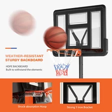 Portable Basketball Hoop with 4.2-10ft Height Range, Fillable Base, and Wheels