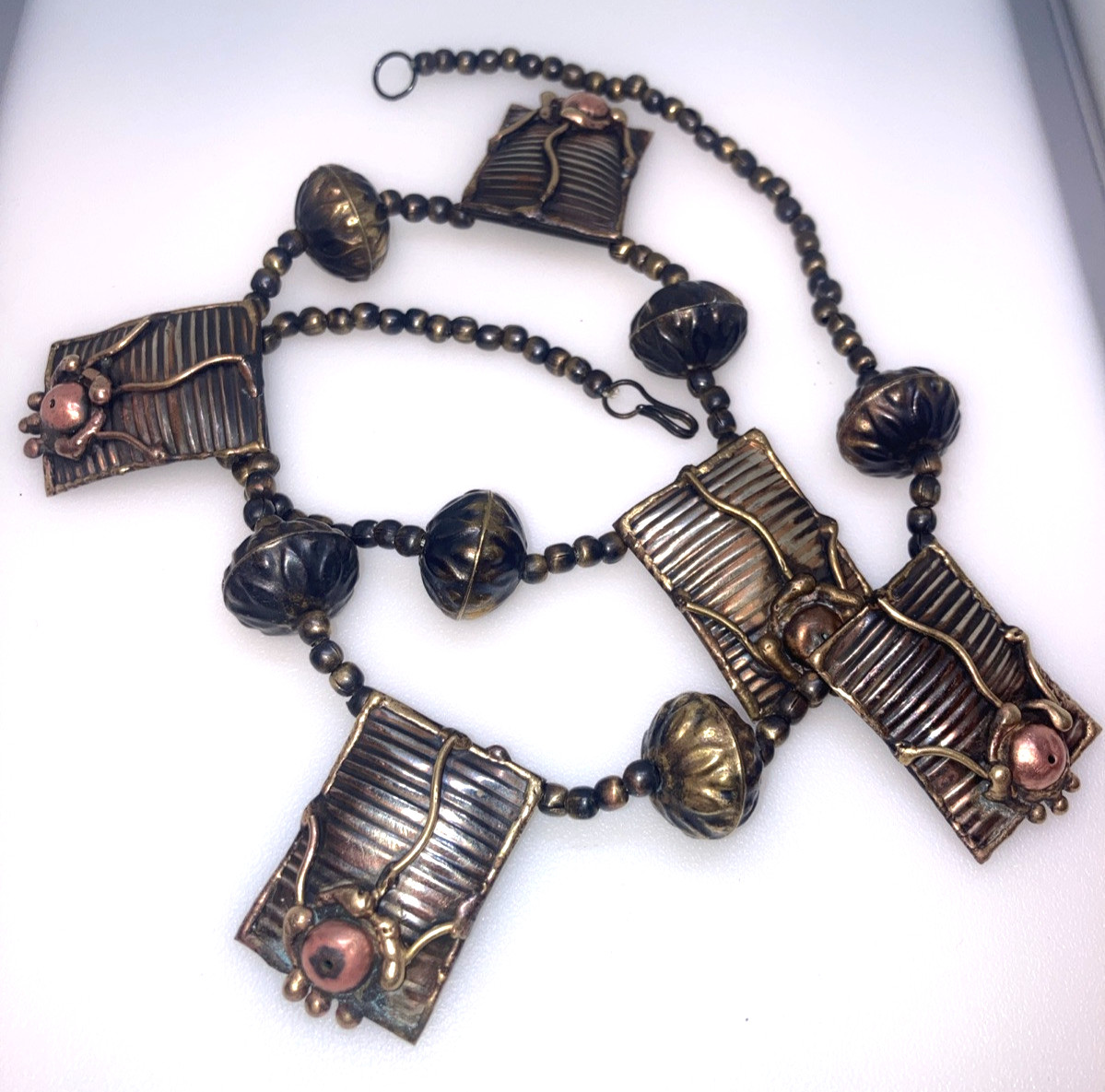 Artisan Made Statement Necklace Mixed Metals 26.5… - image 10