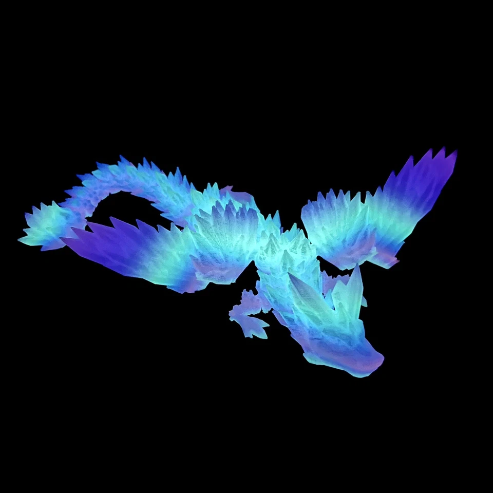 Dragón de Cristal Alado Resplandor Mágico Arco Iris Articulado Impreso en 3D Modelo de Juguete Inquieto Foto 2 de 4