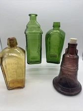 Vtg Wheaton Green Amethyst Glass Bottles Berrins Apple Nectar The Good Life NJ