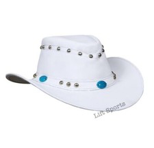 Women White Stylish Cow Girl Hat Western Original Genuine Cow Hide Leather Boy