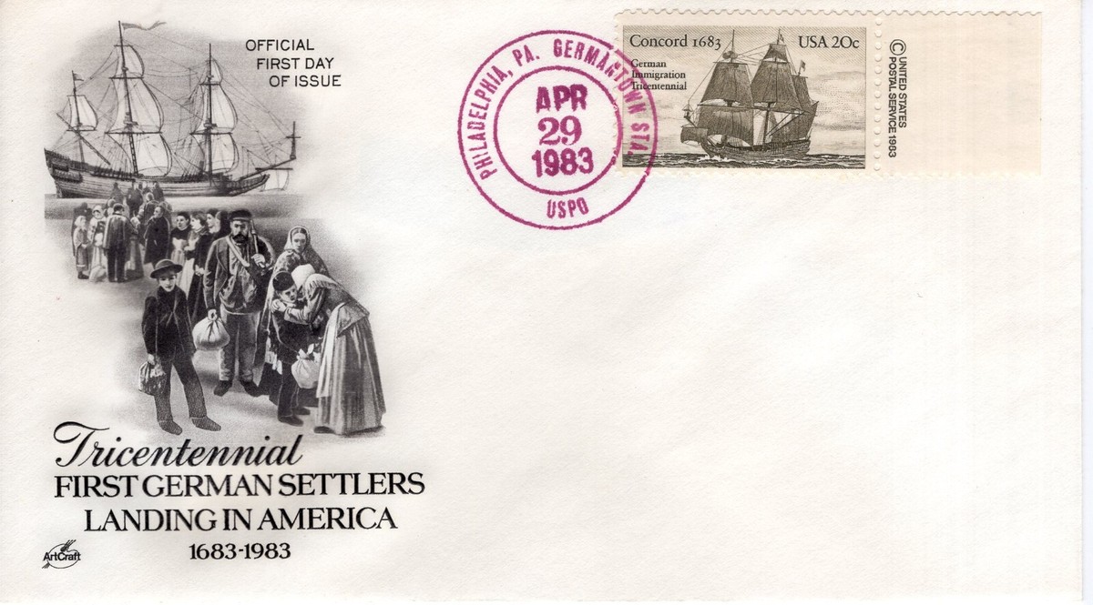 FIRST GERMAN SETTLES IN AMERICA, PHILADELPHIA, PA 1983 FDC18823 | eBay