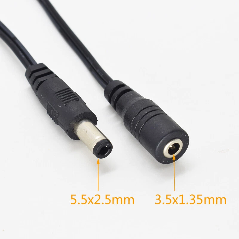 5pcs 17cm DC Power 3.5x1.35mm Female To 5.5x2.5mm Male Adapter Convert Cable - Image 2 of 4