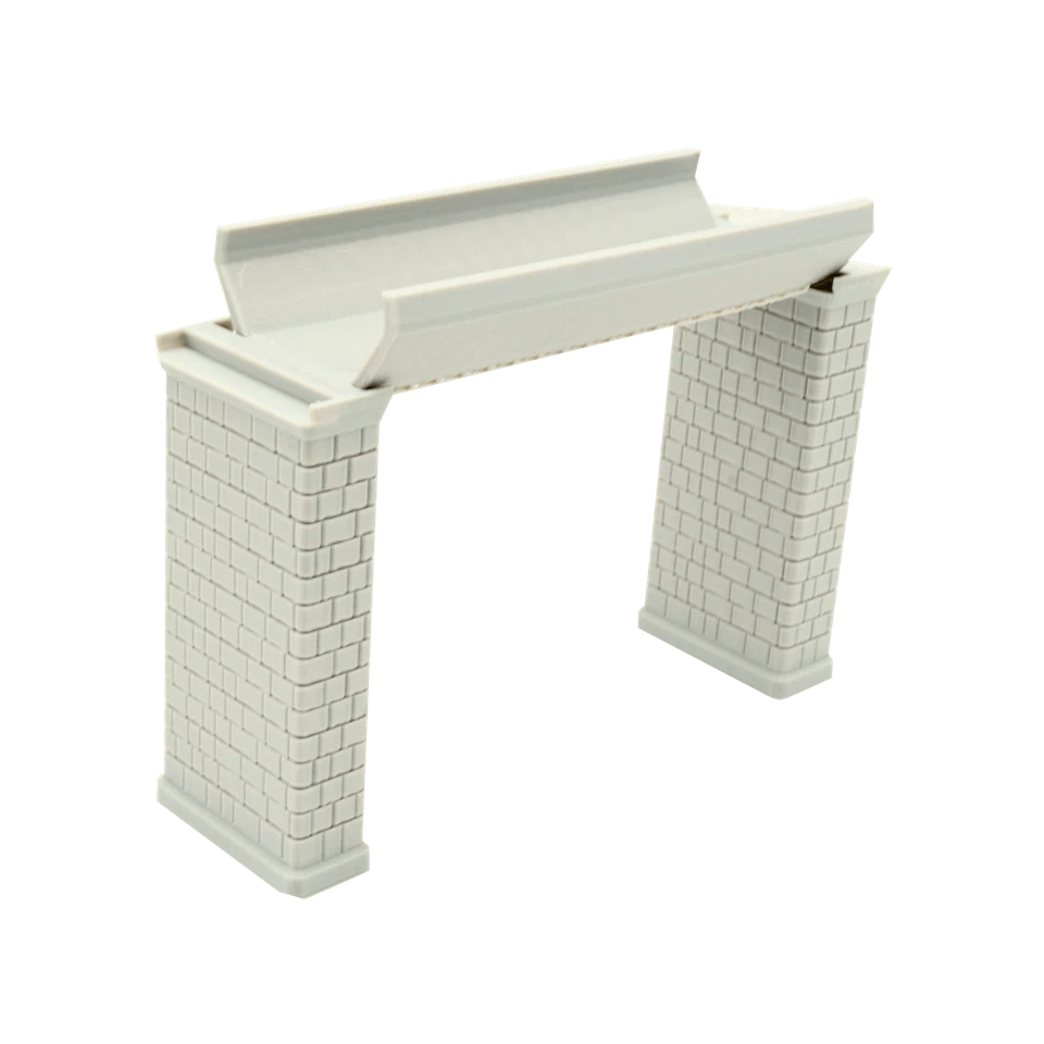 Brückenpfeiler mit Mauerwerk und Widerlager, grau unbemalt, 84mm hoch, kürzbar - Bild 4 von 4