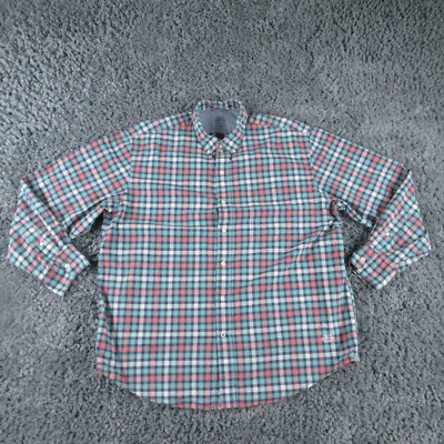 Izod Shirt Mens Extra Large Pink Green Plaid Saltwater Relaxed Button Down
