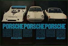 Porsche Lineup 917 914 911 Can-Am Race Sports Cars Vintage Print Ad 1974