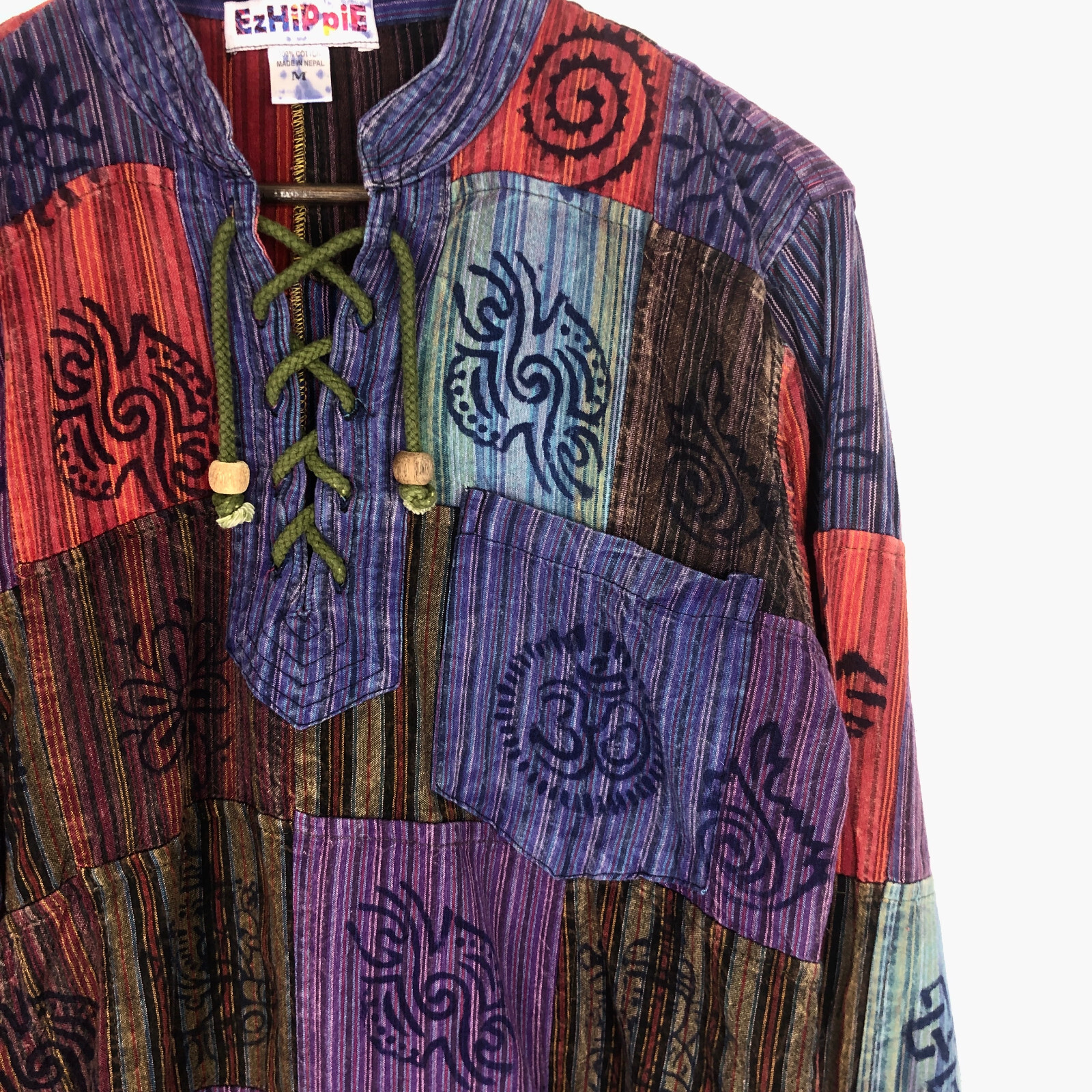 Nepal Patchwork Multicolor Chambray Long Sleeve S… - image 2