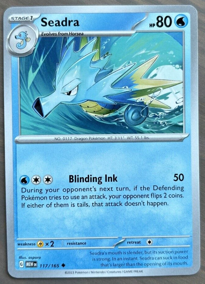 Pokemon Seadra Scarlet & Violet-151 117/165 Regular Uncommon NM Near Mint