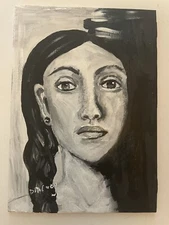 Original Acrylic Outsider Art 5x7 painting - “In The Shadow”