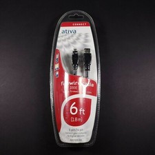 ATIVA FireWire Cable IEEE 1394 6FT 1.8m 6 PIN / 4 PIN. M24