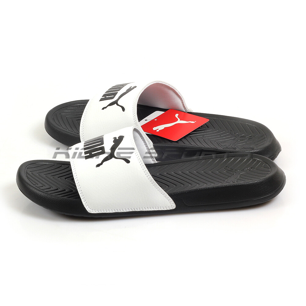 puma red and black slippers