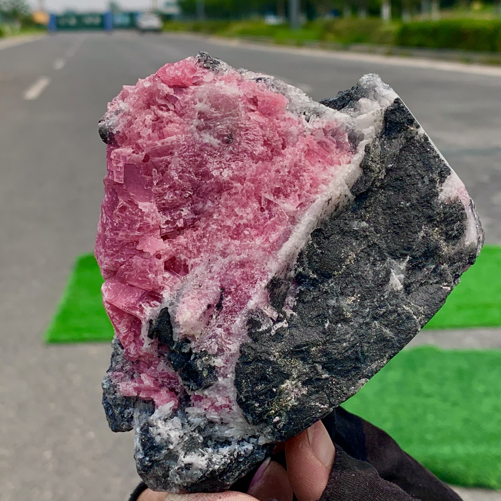 1.79LB Natural Rhodochrosite & Blue Purple Fluorite Crystal Mineral Specimen