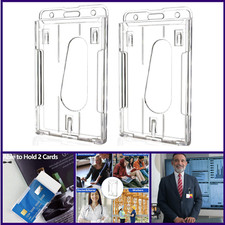 Teskyer Hard Plastic Badge Holder, Clear ID Badge Name Card Holder Thumb Slot