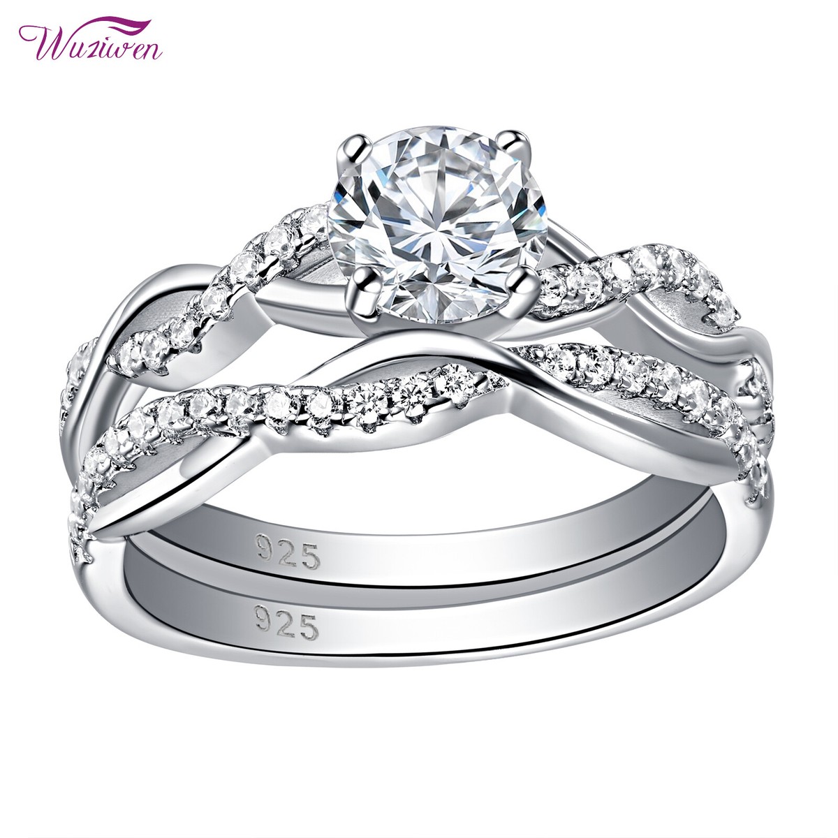 Wuziwen 4Ct Wedding Rings Engagement Ring Set for Women Cubic Zirconia