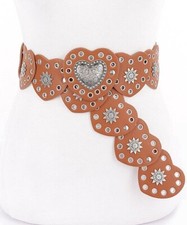 BNWT Rivets Faux Leather Heart Shape Statement Western Belt Boho Belt