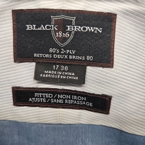 Black Brown 1826 Men's Long Sleeve 100% Egyptian Cotton Button Up Blue 17 - 36 - Picture 2 of 8