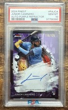 Junior Caminero 2024 Topps Finest Auto Autograph Purple Refractor /175 RC PSA 10