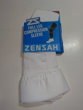 Zensah White Compression Full Leg Sleeve Unisex Size XL New
