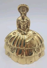 Vtg Solid Brass Victorian Southern Belle England Table Hand Bell Figurine EUC