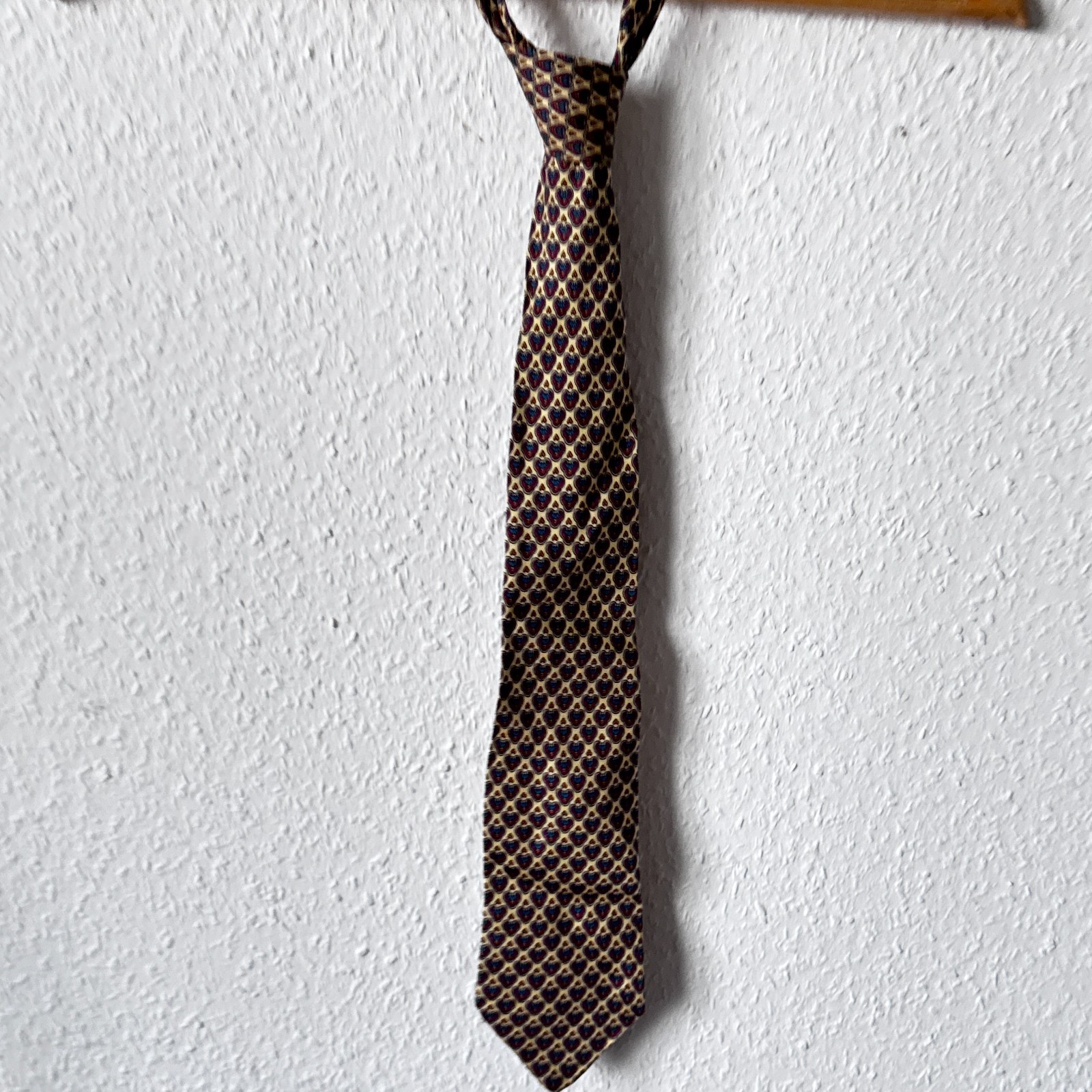 PELO Vintage Geometric Silk Tie - Mustard, Burgundy & Teal image 3