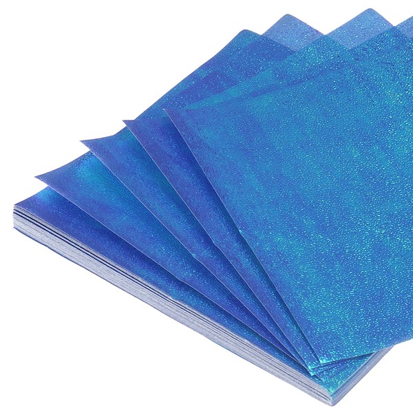 50 Blatt Glitzer-Origami-Papier,Quadratisch,Einseitig,15,2 X 15,2 Cm,Dunkelblau-image