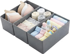 Small Foldable Fabric Drawer Organizer 3-Pack - 11" Breathable Closet Dresser
