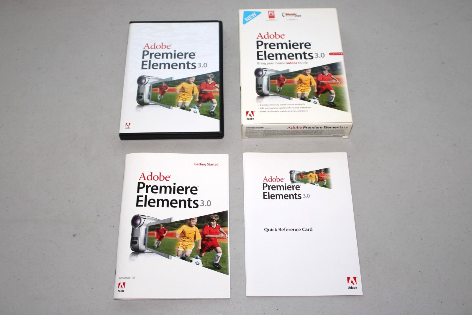 Adobe Premier Elements 3.0 Video Editing Software w/ Disc , Box & Manual