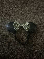 Leopard Print Black Bow Ears Headband Black Ears- perfect for Animal Kingdom
