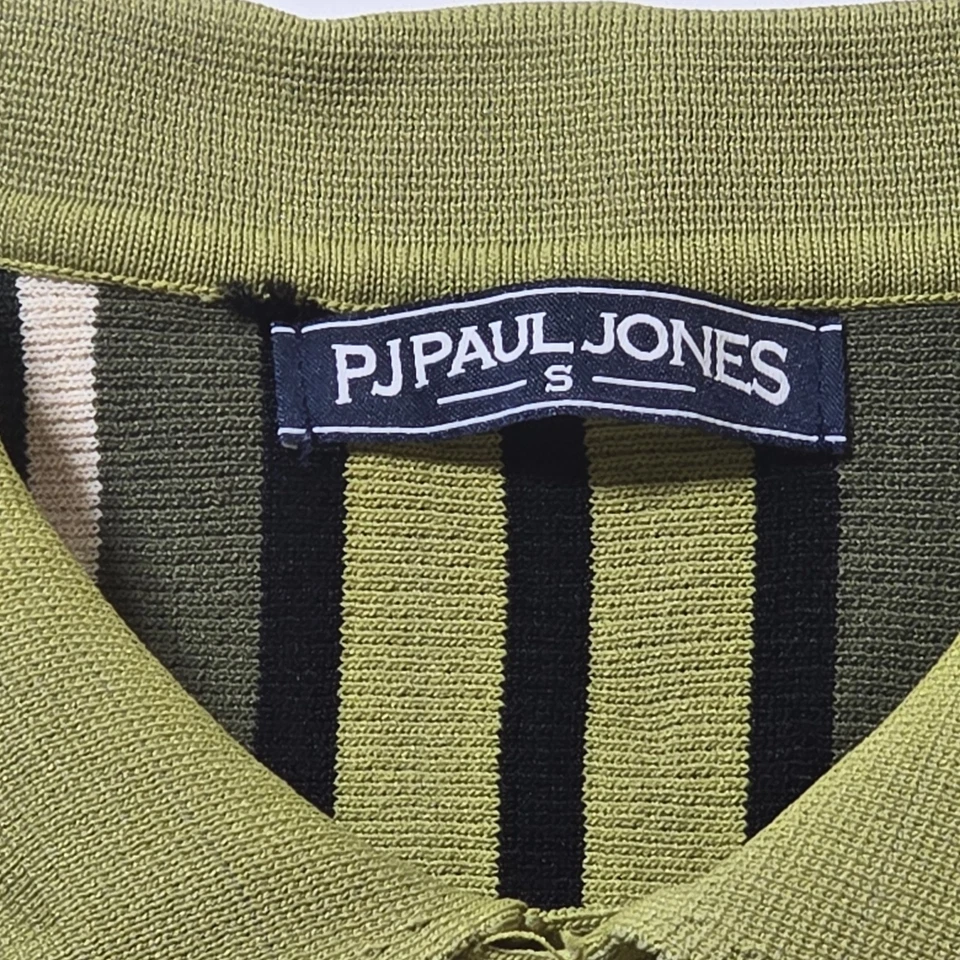 Paul Jones Mens Small Vintage Style Short Sleeve Striped Knit Bowling Shirt - Image 2 of 4