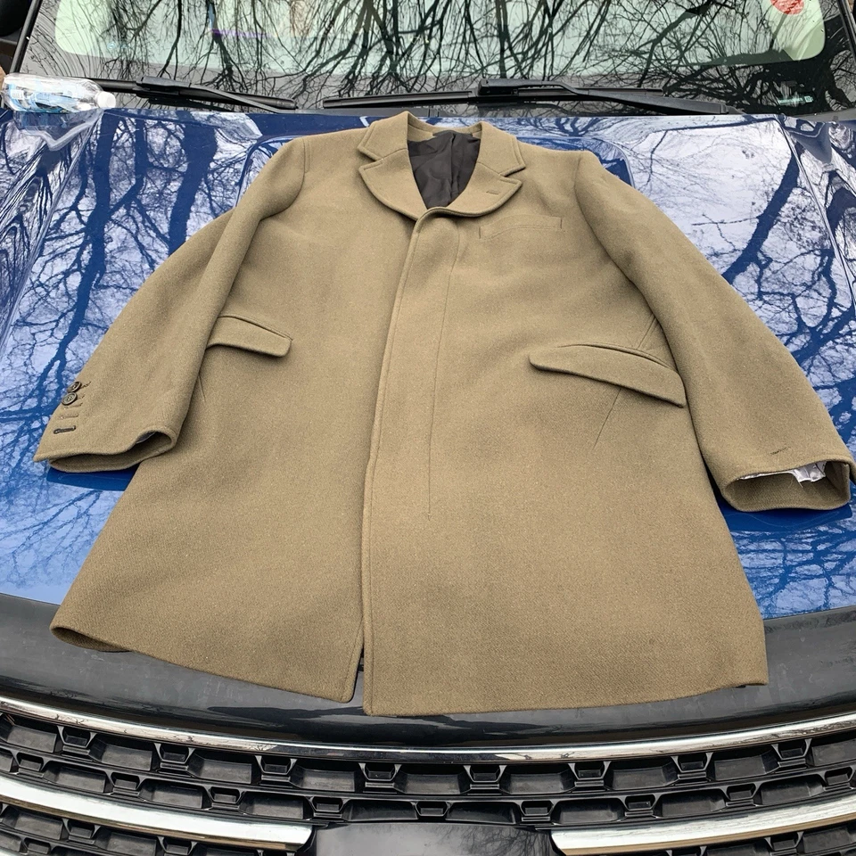 Reiss Мужская шерстяная смесь колена зеленый пальто пальто XL - Изображение 3 из 4