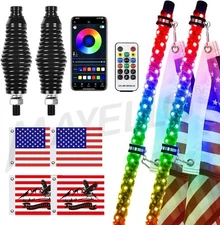 2PCS 2FT LED Whip Lights w/ Spring Base & Remote Control for Can-Am SXS Truck