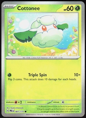 Cottonee 007/131 Common Prismatic Evolutions Pokemon Reverse Holo Near Mint