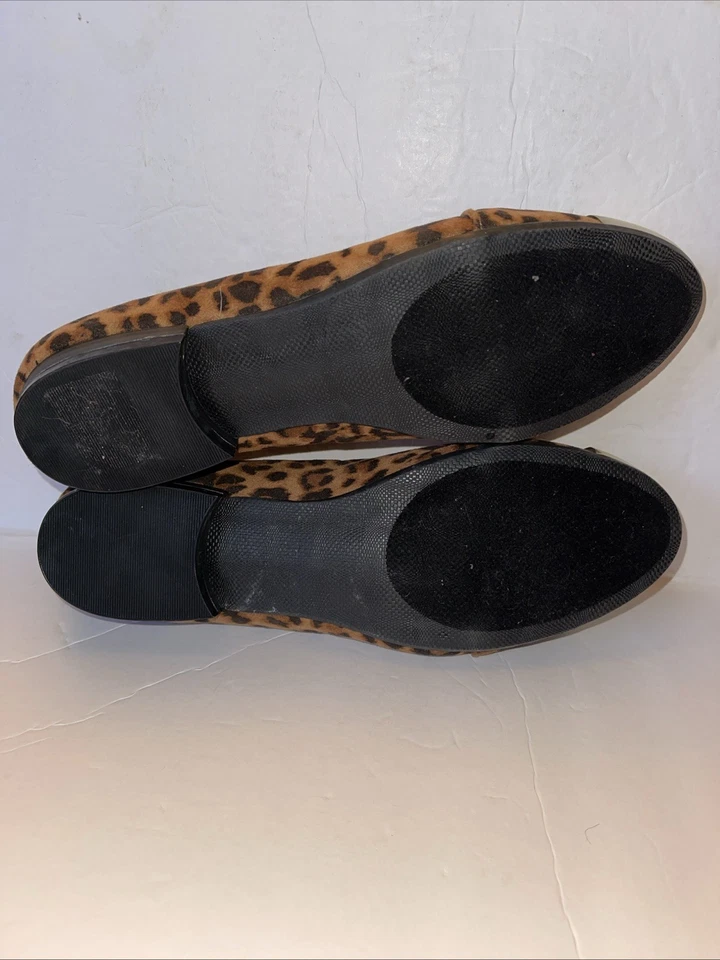 Bellini’s Cape Flats Shoes Leopard Print PU Leather Uppers Gold Toed Sz 9W - Image 3 of 4