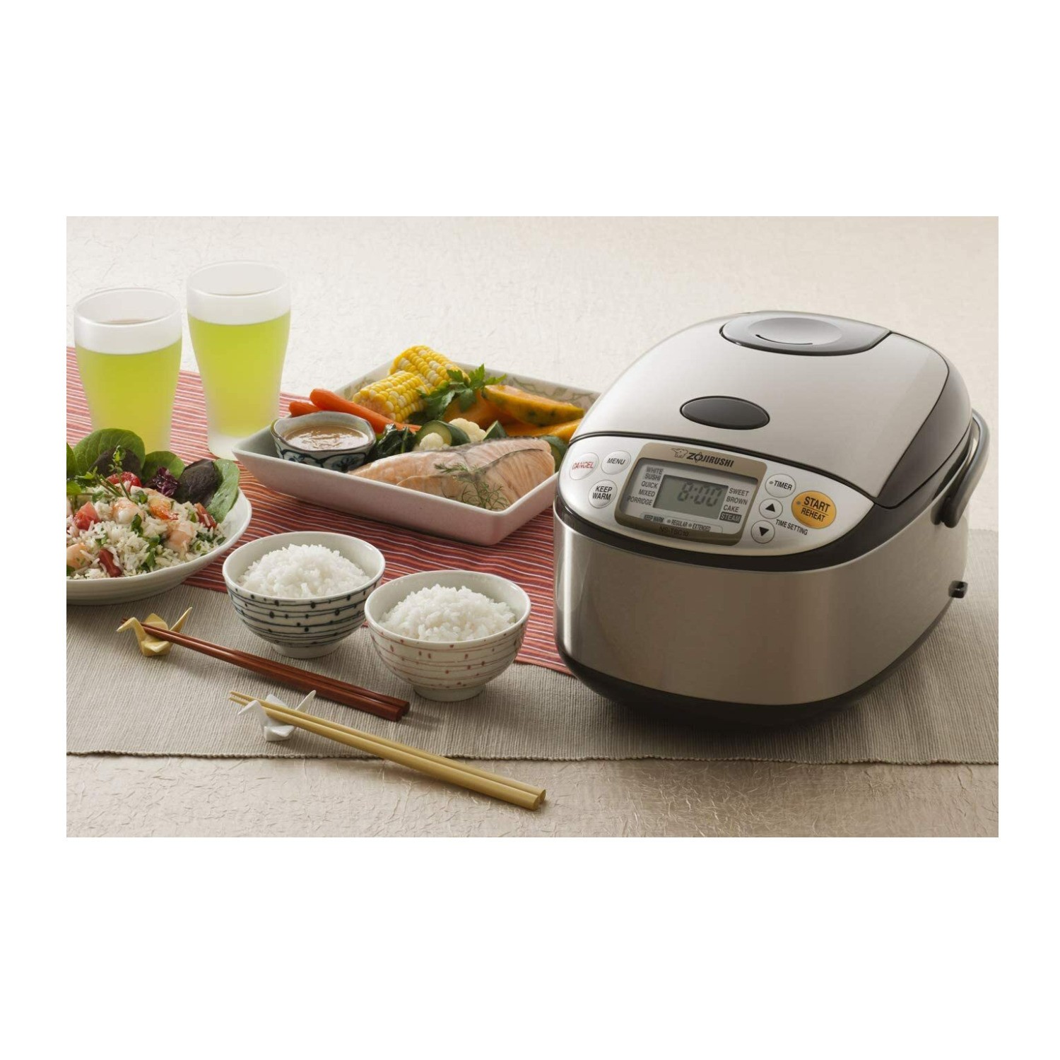 Zojirushi Micom Rice Cooker and Warmer 5.5 Cup Stainless Brown,NSTSC10XA