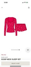 Skims Sleep Scoop Neck Top Sleep Set Small Cranberry Vintage Deer Print Gift Bag