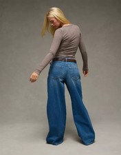 American Eagle Dreamy Drape Stretch Super High-Waisted Baggy Wide-Leg Jean