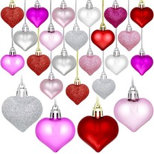 48 Pieces Valentine's Day Heart Baubles Ornaments Valentine's Day Heart Shape...