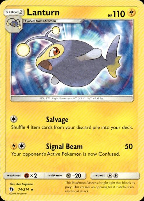 Pokemon Lanturn SM - Lost Thunder 74/214 Light Play LP+ or Better