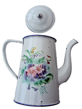 cafetière ancienne en tôle émaillée