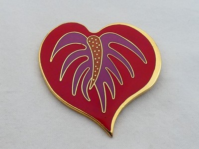 Estate Laurel Burch Large Enamel Heart Brooch RZ-5