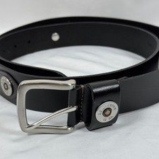 Remington 12 Gauge Leather Belt Mens Black Silver Buckle Shotgun Shells 3X 50-52