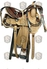 Leather Western Barrel Racing Horse Saddle Pleasure Tack Equestrian Trail Racer