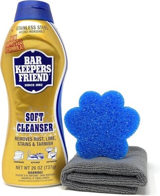 Bar Keepers Friend Kit | (1) BKF Liquid Soft Cleanser, Scubby Paw, Towel