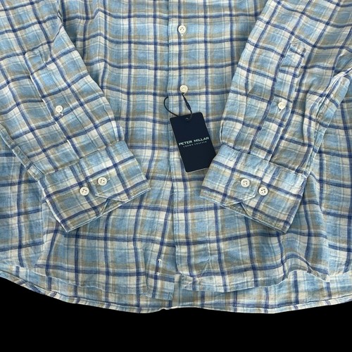 Peter Millar Crown Crafted Woodlawn 100 % Leinen Sporthemd Größe Medium 250 $ - Bild 6 von 8