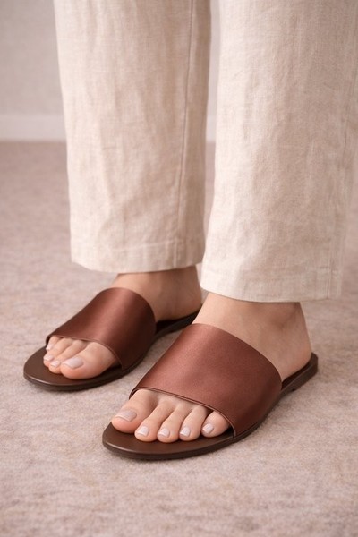 Women Arket Sandals Brown Leather 40