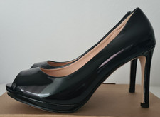 Damen Plateau Peeptoe Pumps Lackleder schwarz Gr. 40 NEU