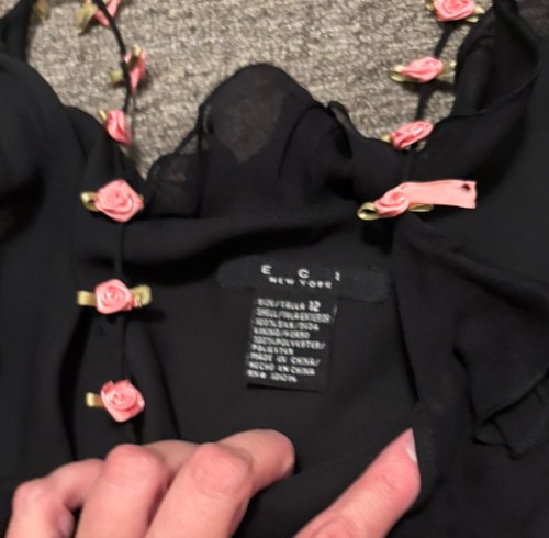 Y2K Eci New York Größe 12 Seide 3D Rose Blumen Camisole Tank & Rock Set Des lesen - Bild 6 von 14