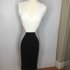 STELLA McCARTNEY 40 US 4-6  FLAWS Beige Black Sleeveless Colorblock Bodycon
