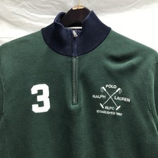 VTG Polo Ralph Lauren Sweater 1/4 Zip RLPC Polo Club 3 Big Preppy Mens M Green