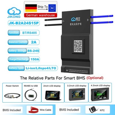 JK Smart BMS 8S-24S 150A Li-ion LiFePo4 BMS in Bluetooth mit 2A Active Balance